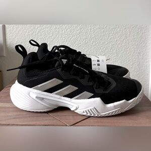 NWT Adidas Barricade Black and White Tennis Shoes